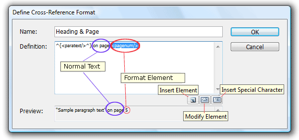 Define Cross-reference Fromat Dialog