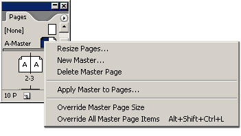 Context menu in pages palette